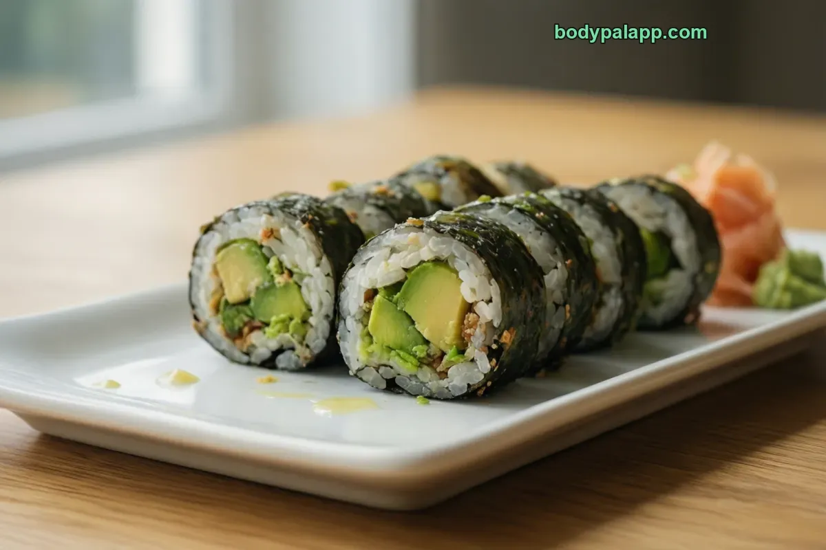 Avocado sushi, avocado roll, raw