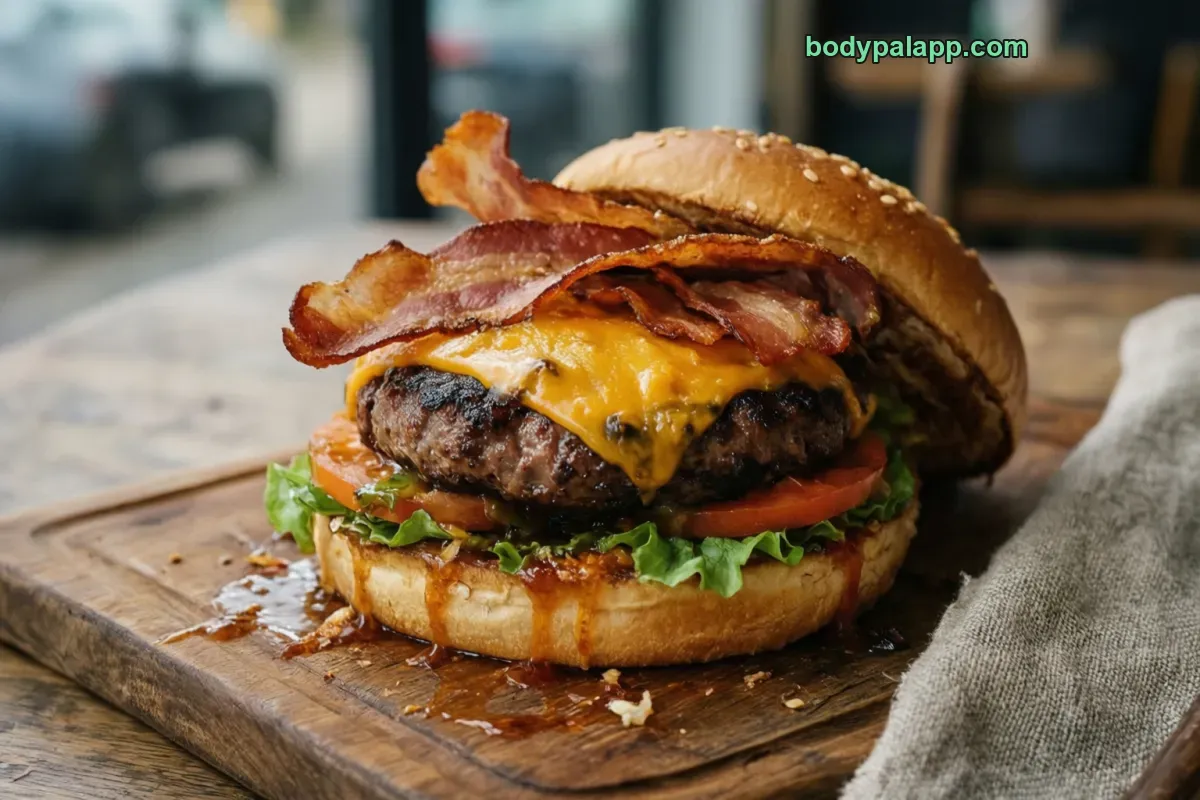 Bacon cheeseburger, fast food, single patty