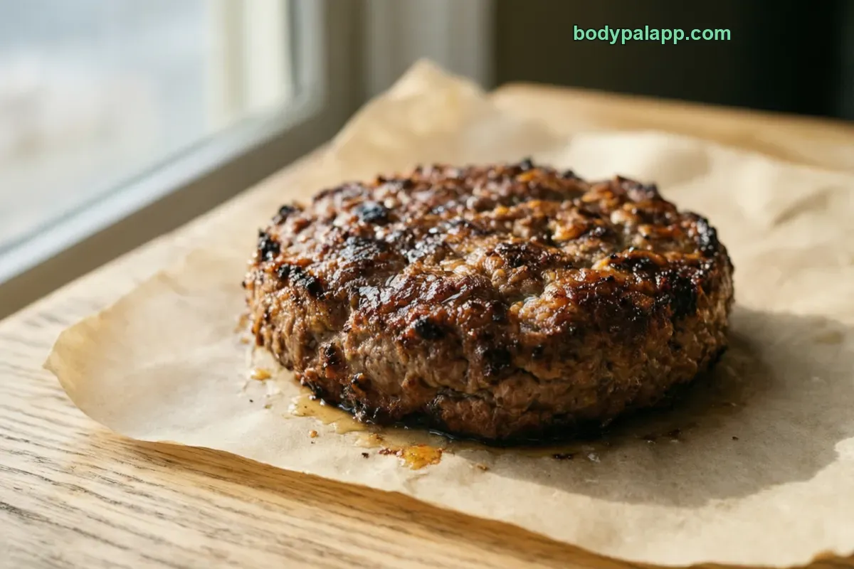 Beef patty, 80% lean, broiled