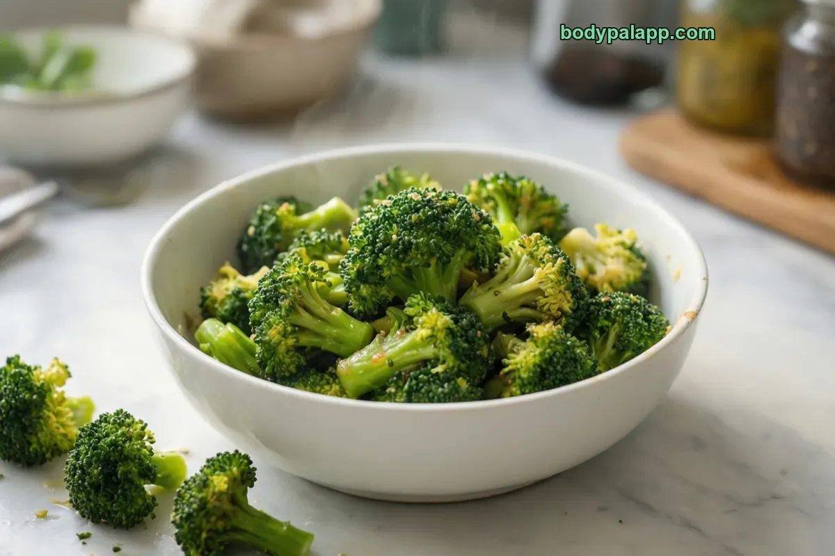 Steamed broccoli florets, cooked, drained, unsalted
