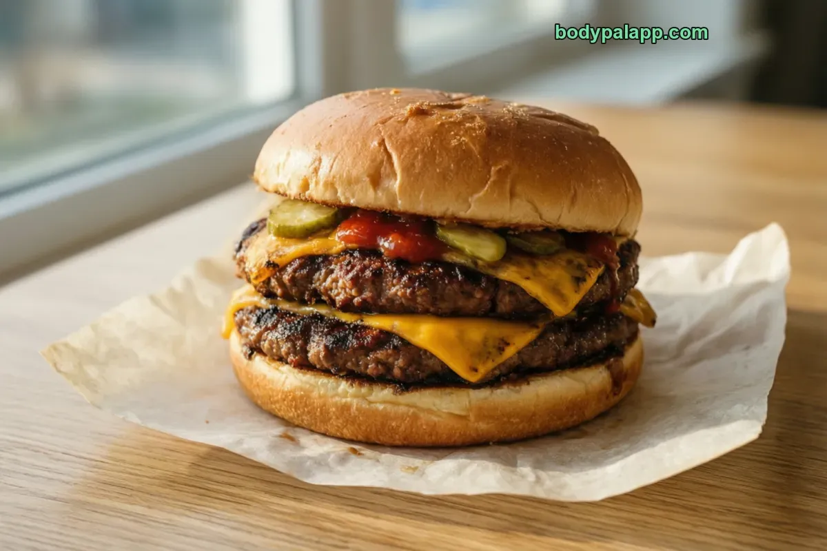 Burger king double cheeseburger, fast food