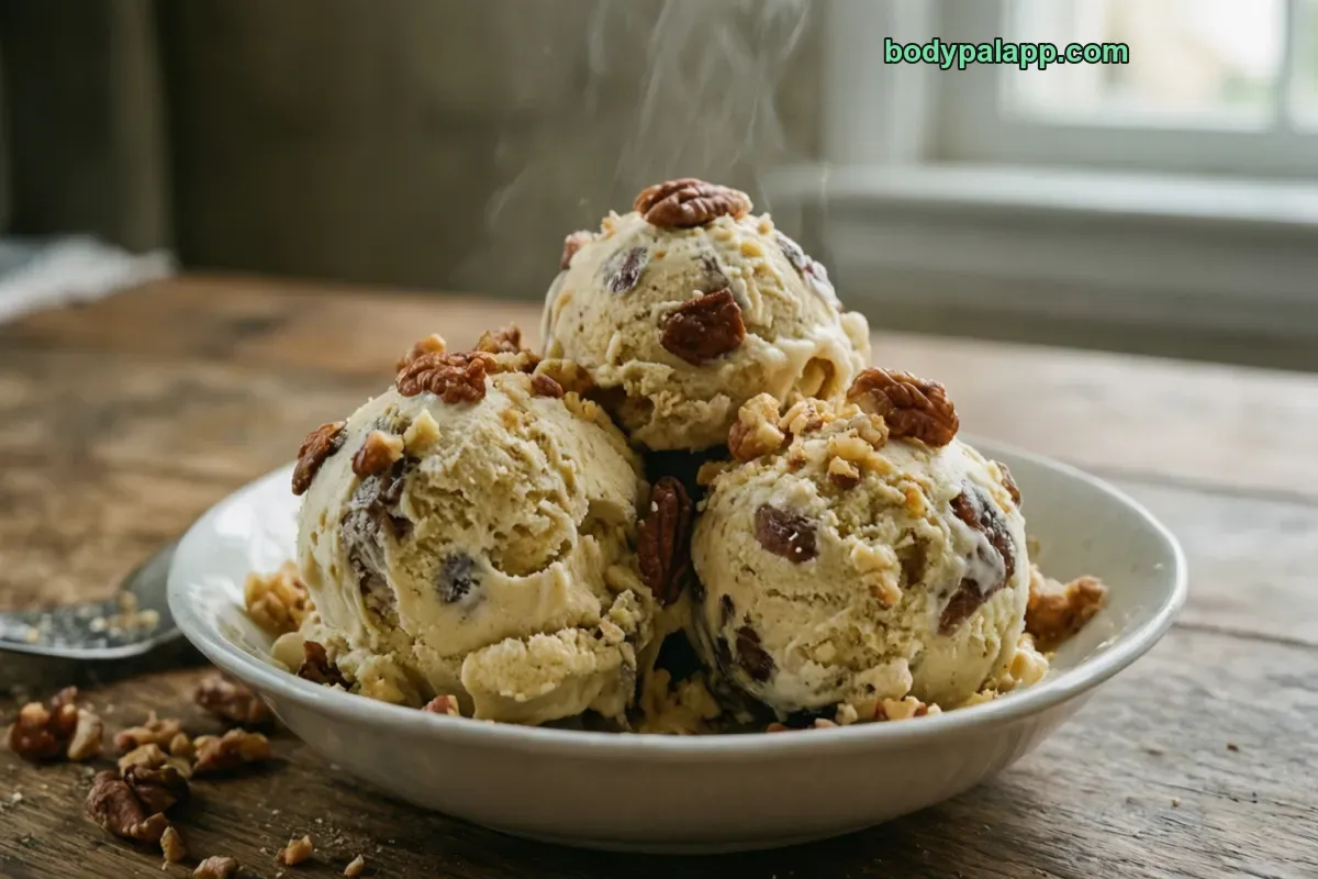 Butter pecan ice cream, packaged, per label