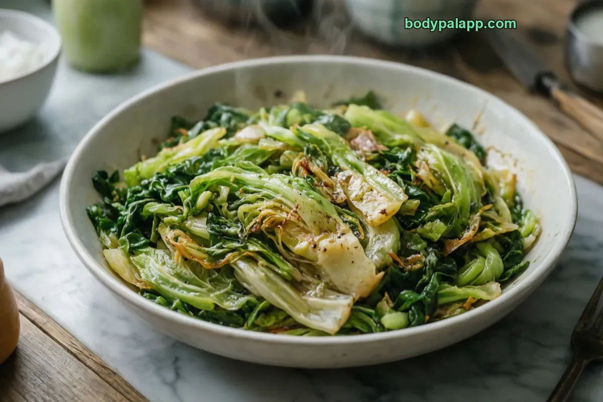 Cooked cabbage, boiled, drained, no salt