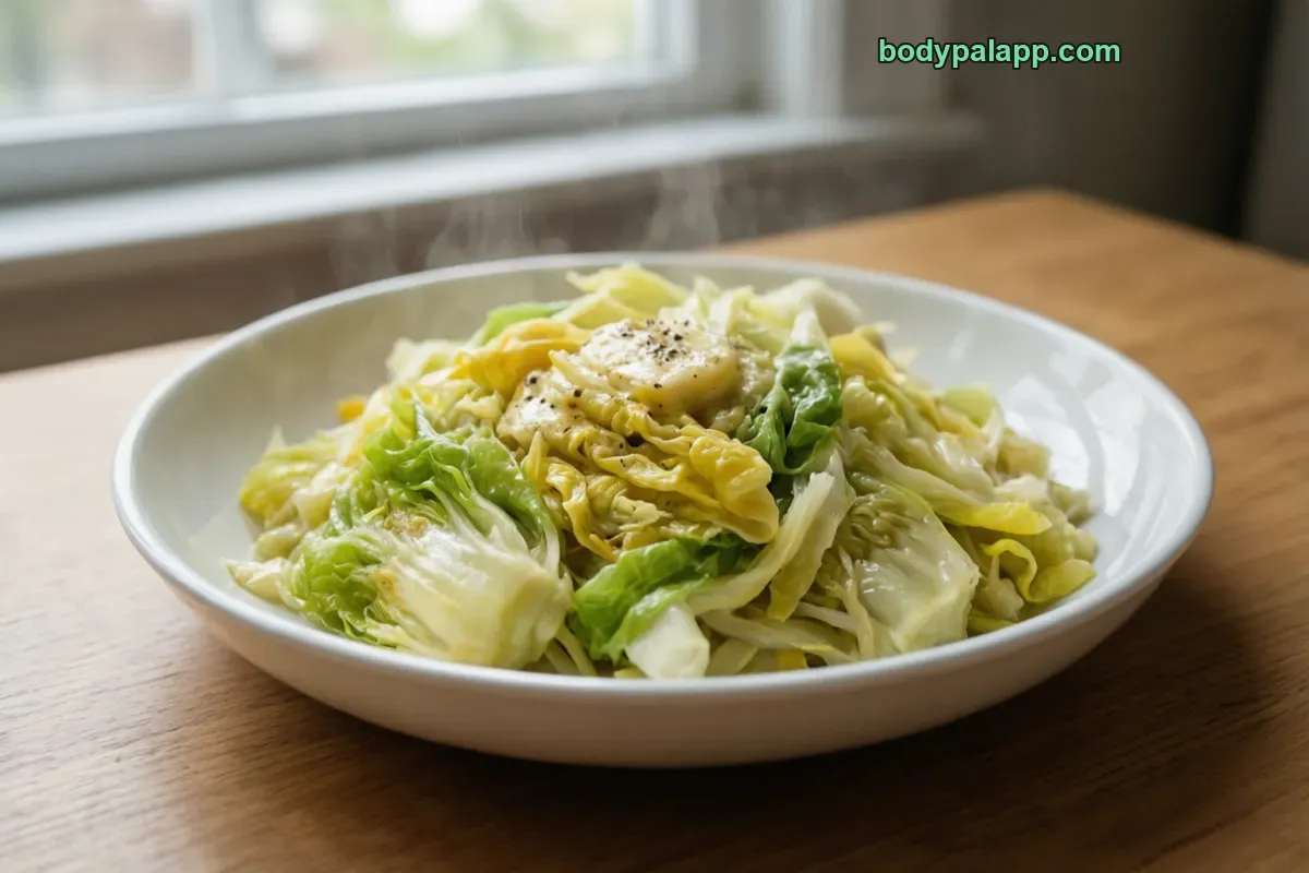 Steamed cabbage, cooked, unsalted