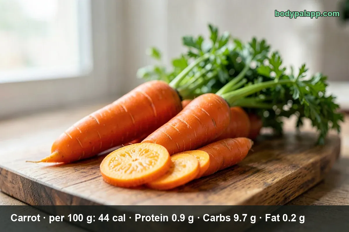 Glazed cooked carrots, the serving shown on the calories in carrot page