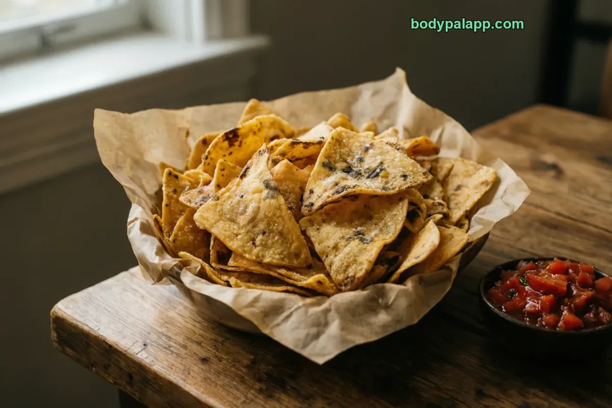 Mexican restaurant chips, tortilla chips, salted