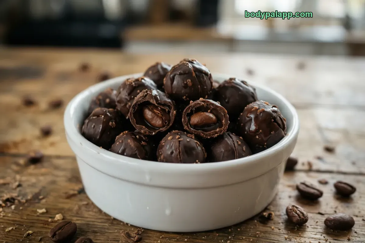 Chocolate coffee beans, dark chocolate coated