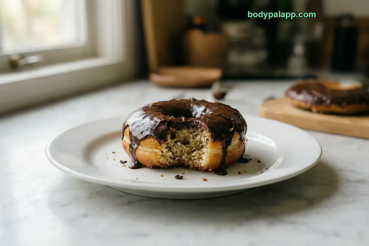 Chocolate covered donut, cake-type, chocolate-coated