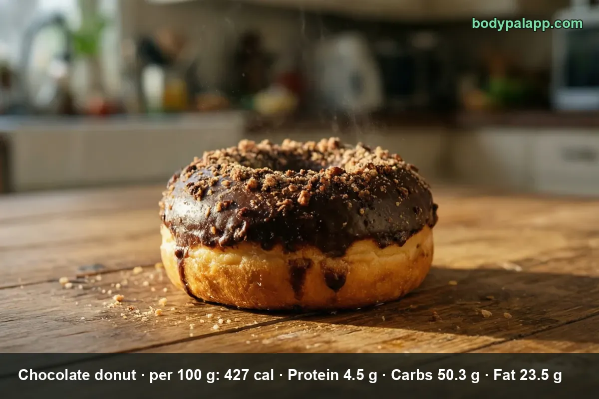 Ciambella al cioccolato, fritta, glassata al cioccolato
