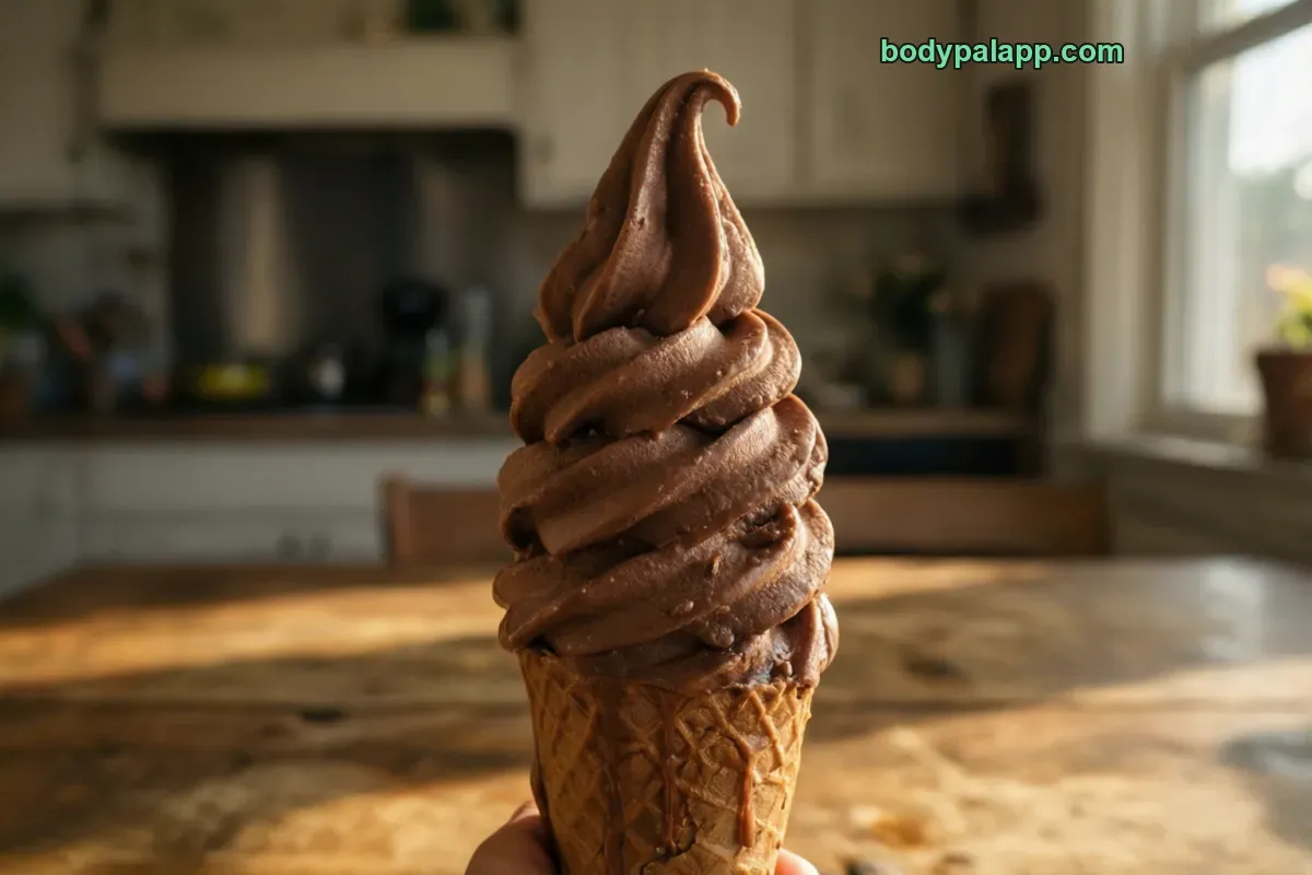 Chocolate soft serve ice cream, soft serve, no cone