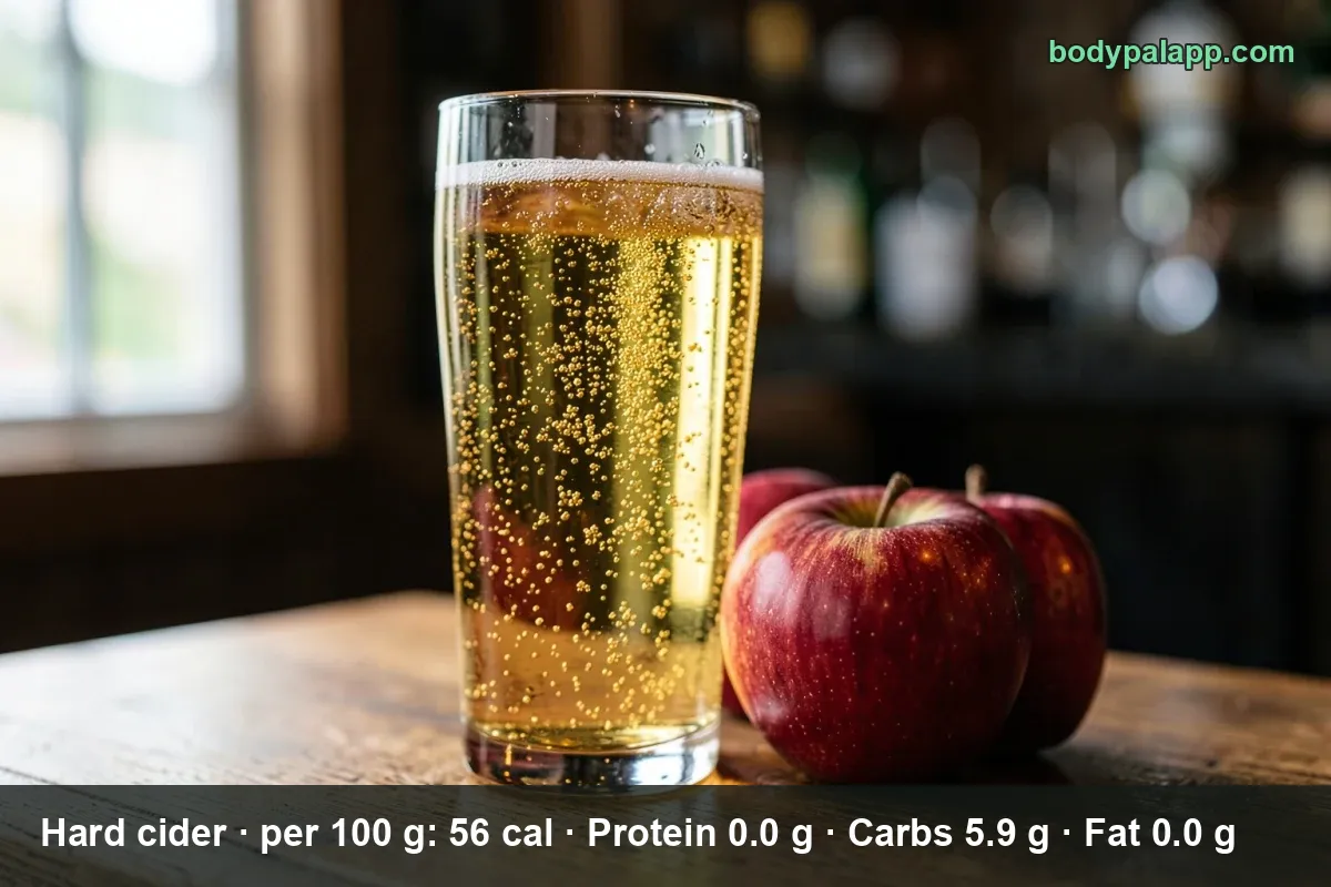 Glass of hard cider, the drink this calorie page is about