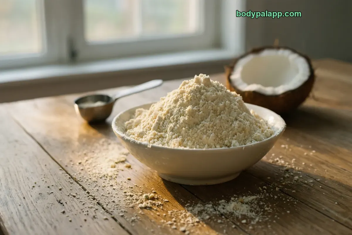 Coconut flour, packaged, per label