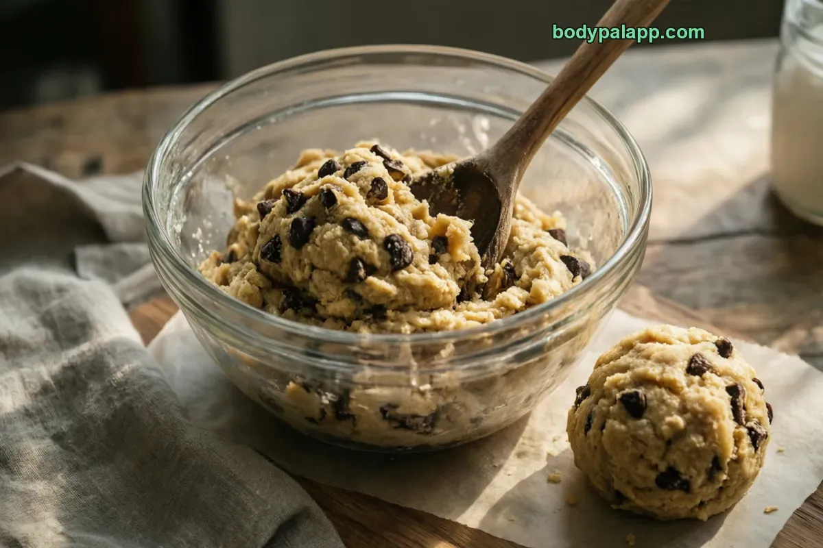 Cookie dough, chocolate chip, refrigerated, unbaked