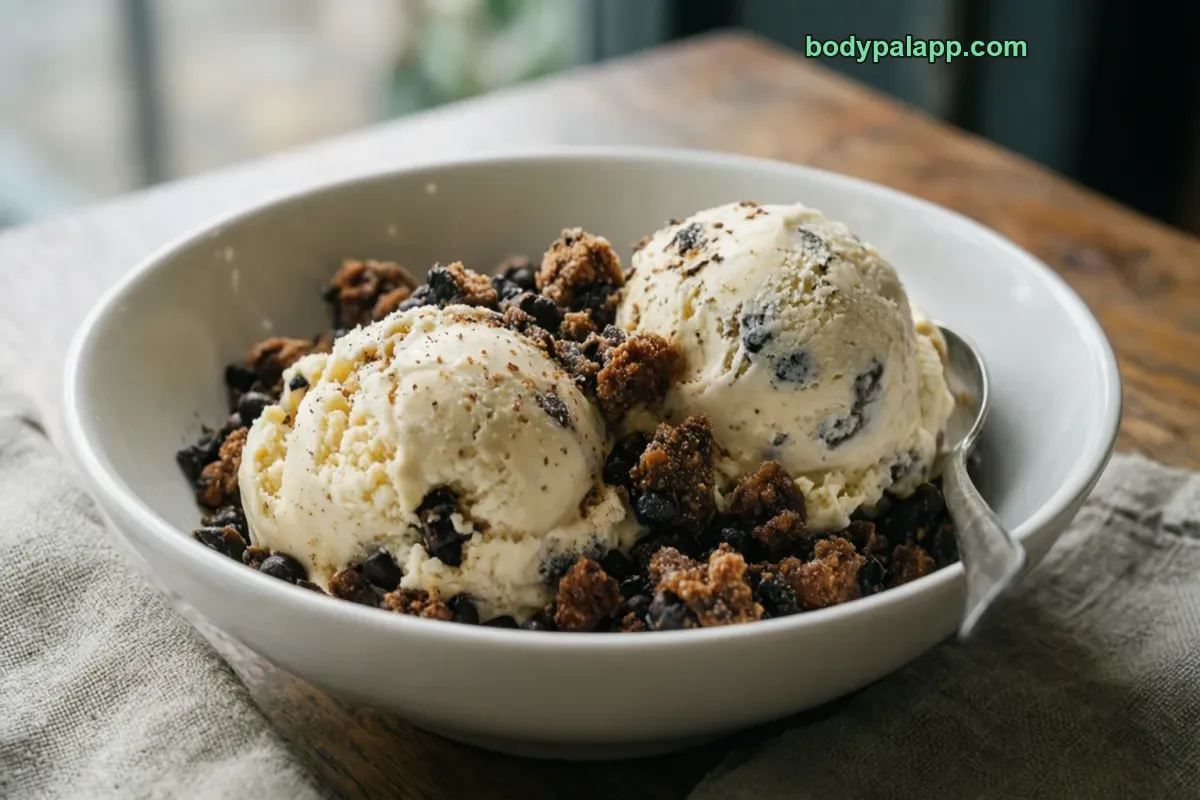 Cookie dough ice cream, packaged, per label