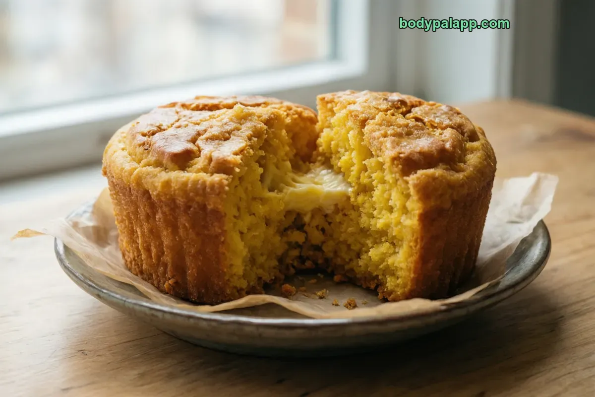 Corn bread muffin, commercially prepared