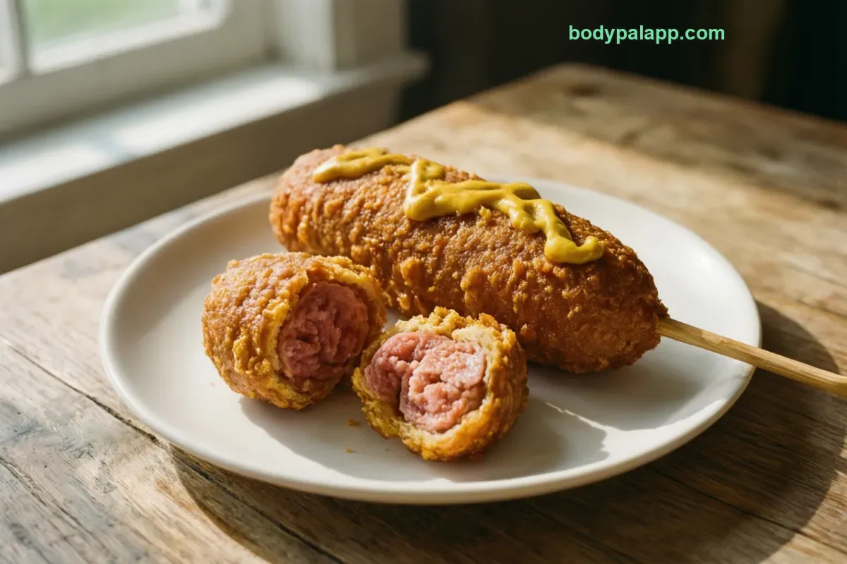 Frozen corn dog, frozen, heated