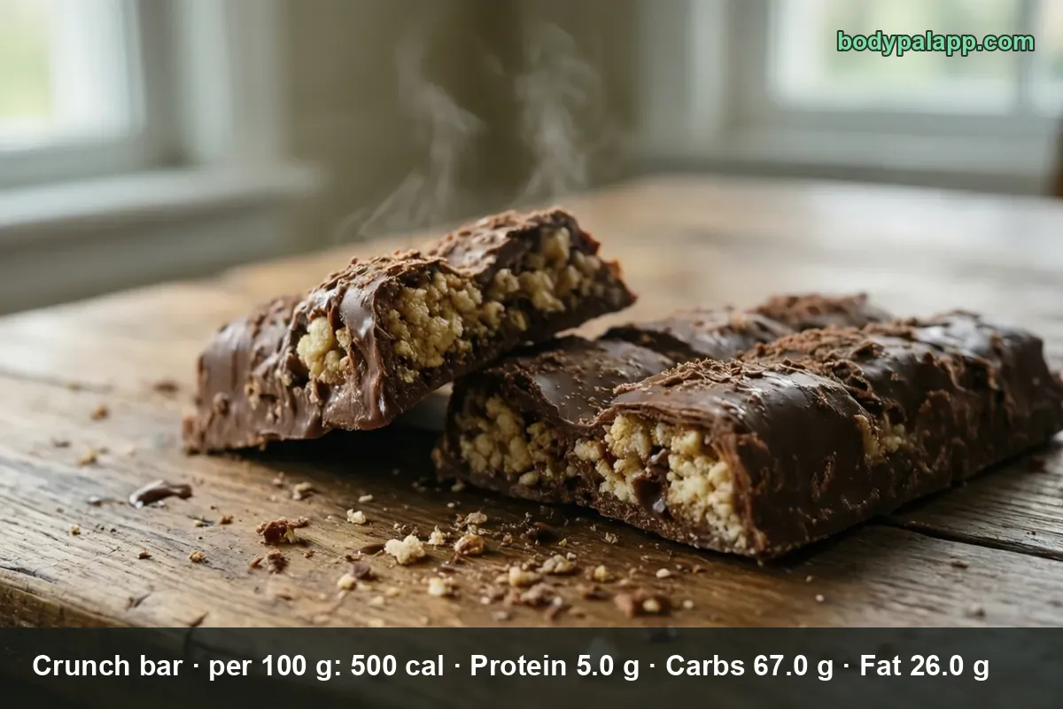 Two broken Crunch bars showing the crisped rice filling inside the milk chocolate, no wrapper or logo