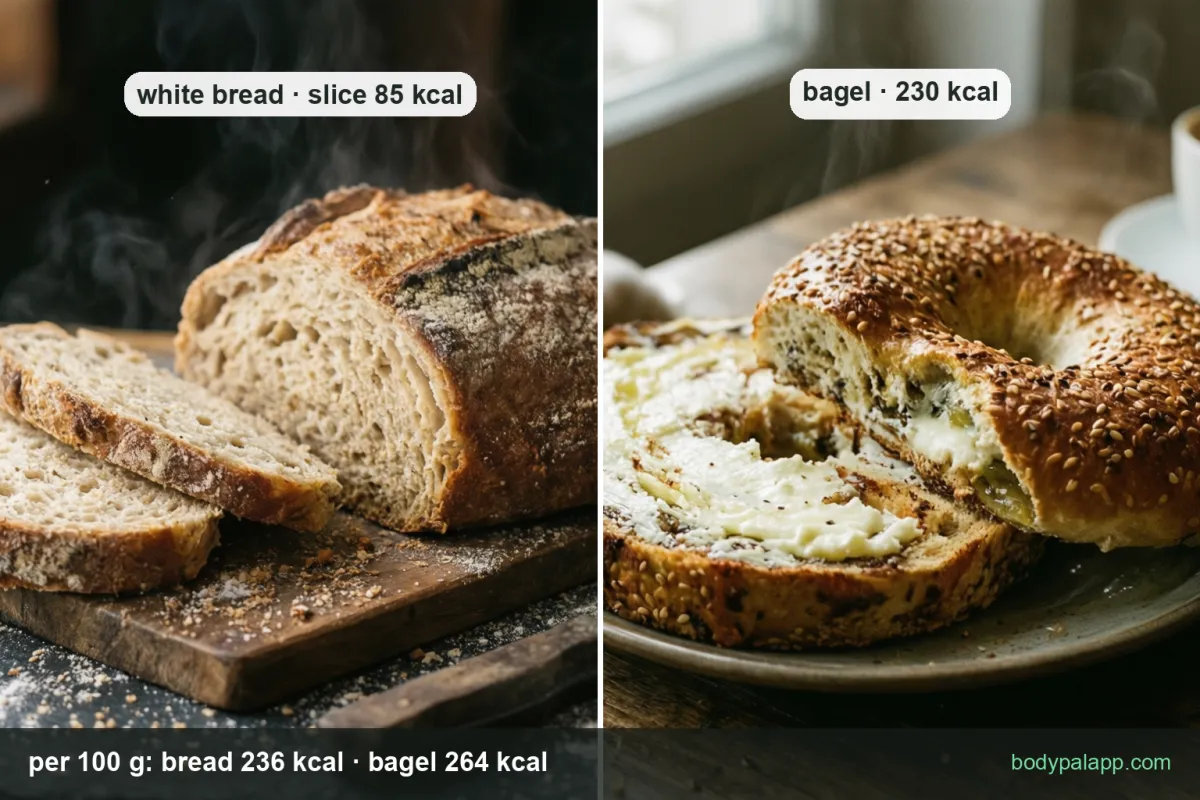 Bagel vs bread calories comparison