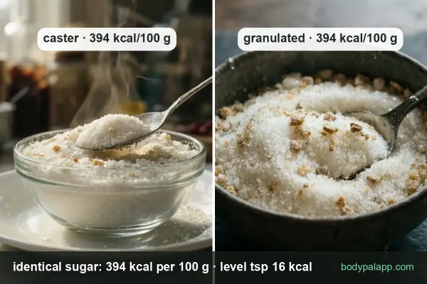 Caster vs granulated sugar calories