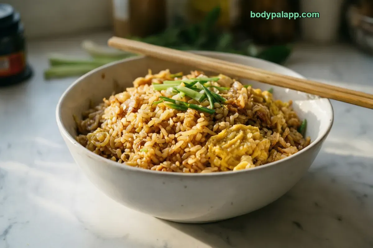 Egg fried rice, meatless, with egg