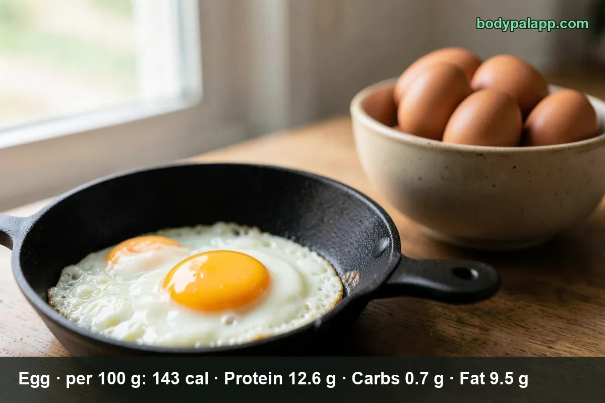 Bowl of six brown eggs, the top one cracked open with a runny yolk, steam rising.