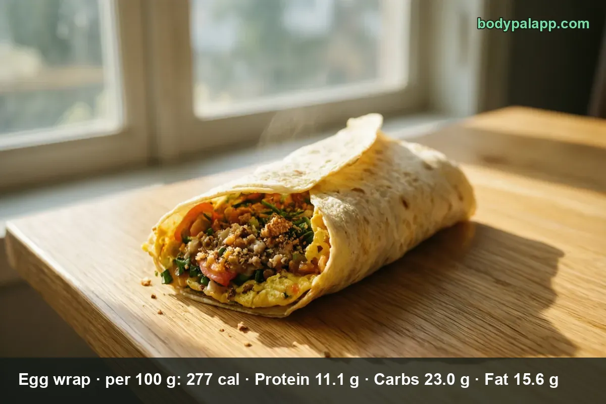 Whole tortilla egg wrap with visible scrambled egg filling
