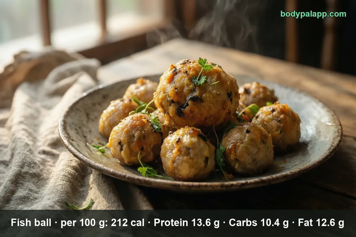 Seven golden-brown fried fish balls with parsley on a light plate