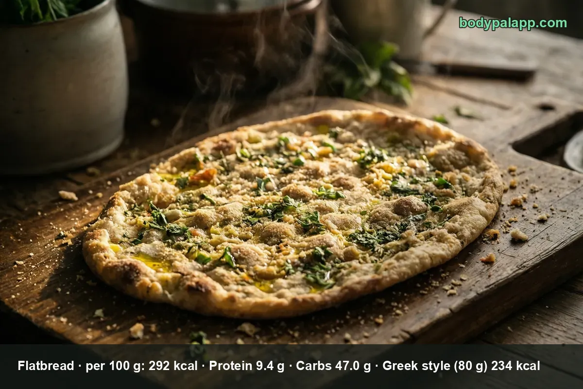Flatbread on a board - 109 calories for a folded flatbread