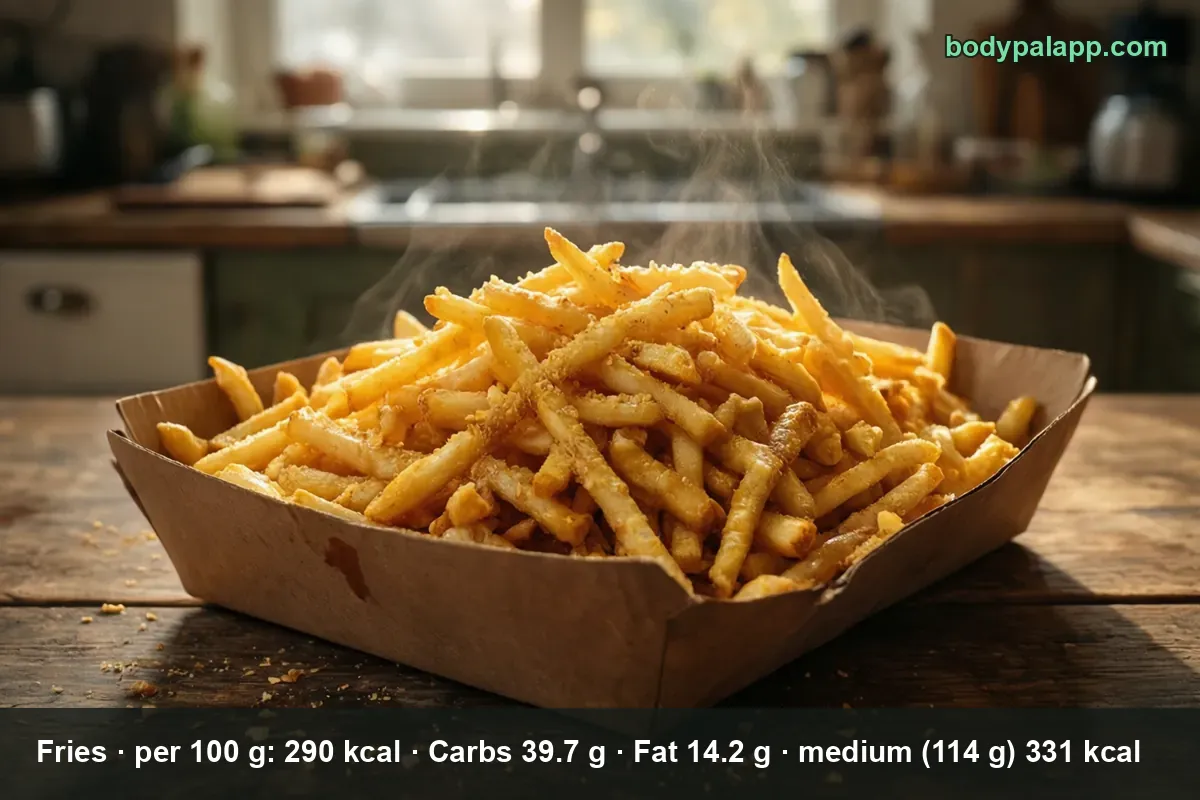 Portion of fries - 331 calories per medium serving