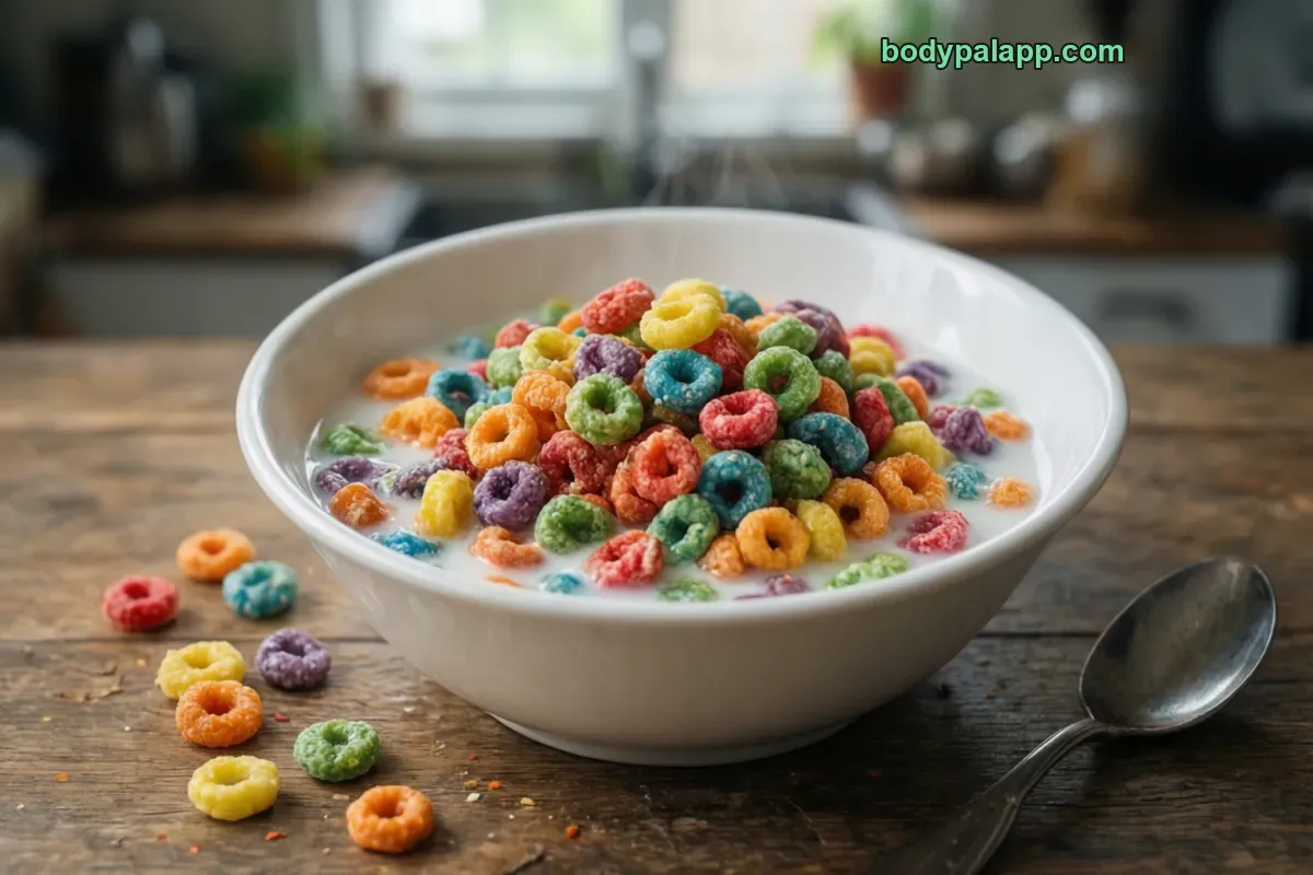 Froot loops, packaged, per label