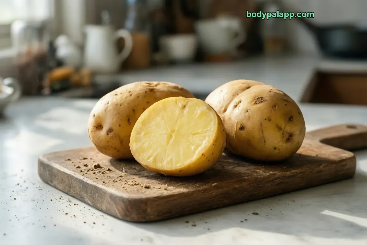 Gold potato, gold variety, baked with skin