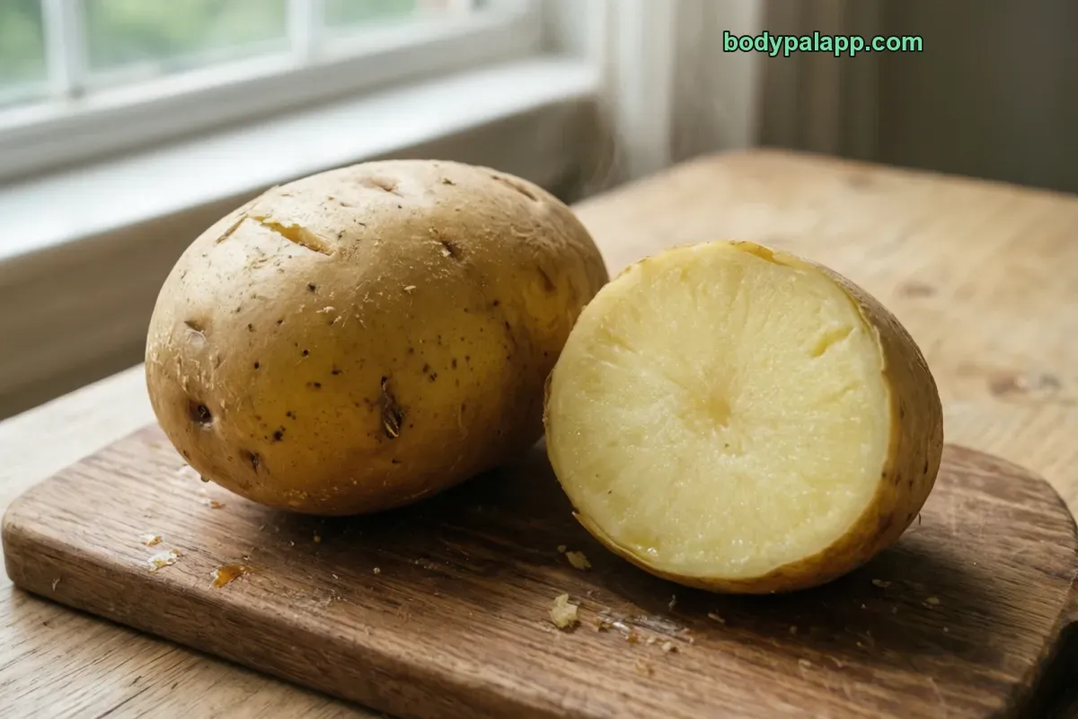 Golden potato, baked, flesh and skin