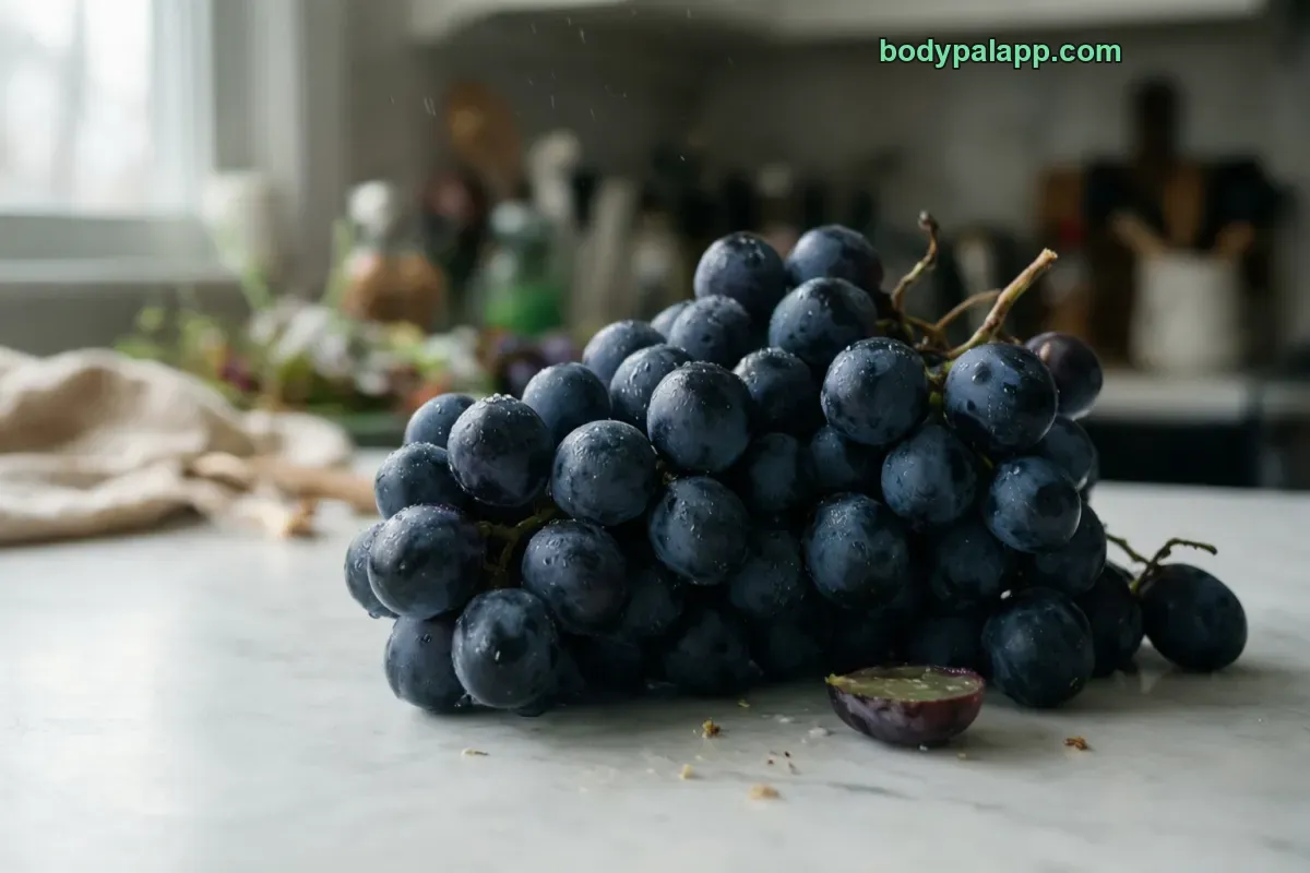 Purple grapes, purple variety, raw