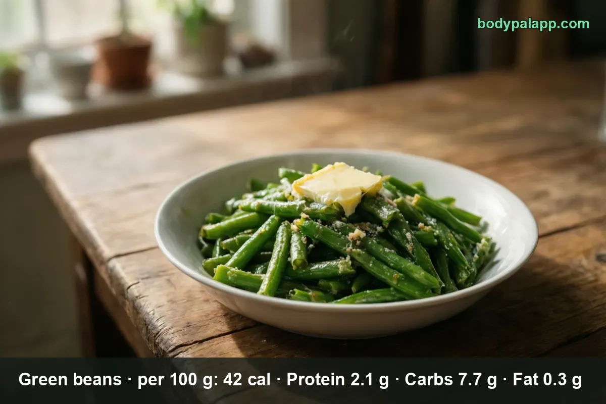 Green bean, boiled, drained, no salt
