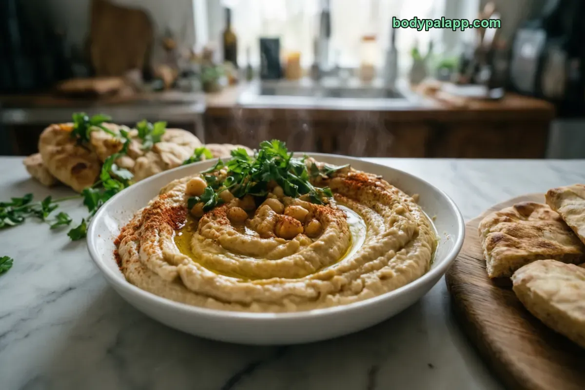 Homemade hummus, home prepared