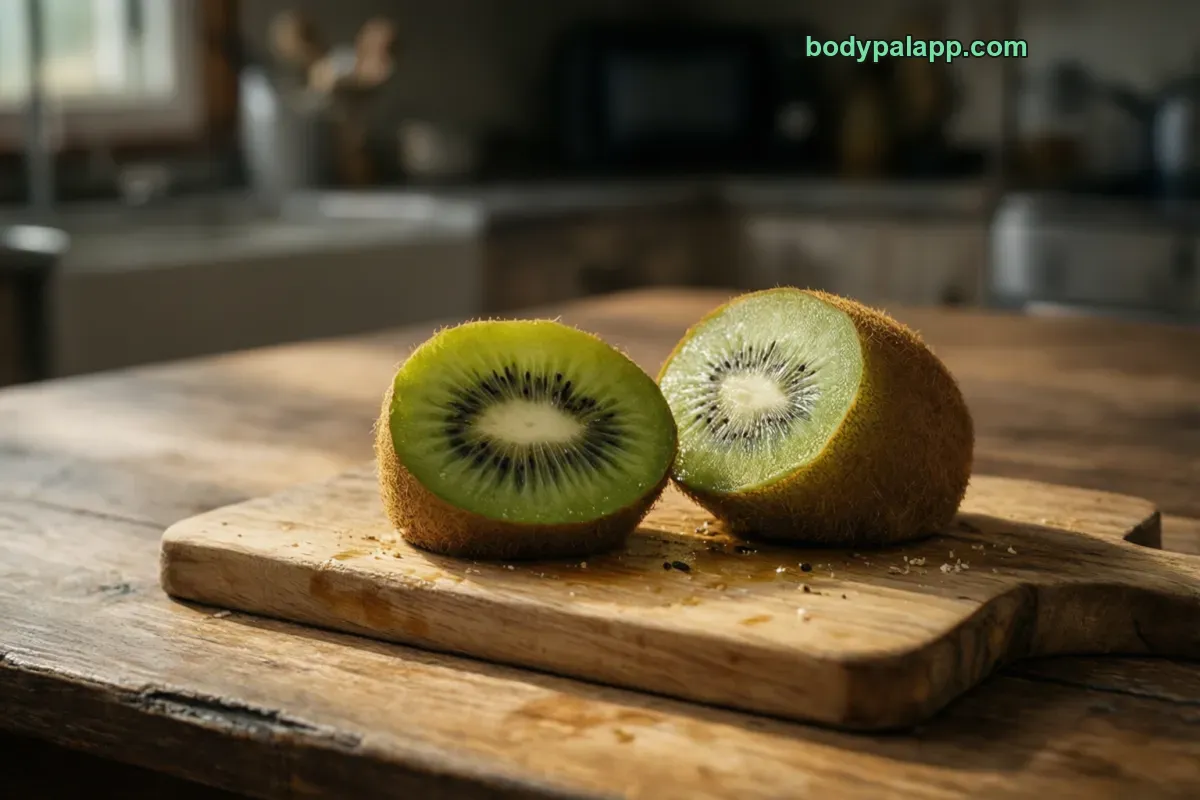 Kiwi with skin, raw, eaten with skin