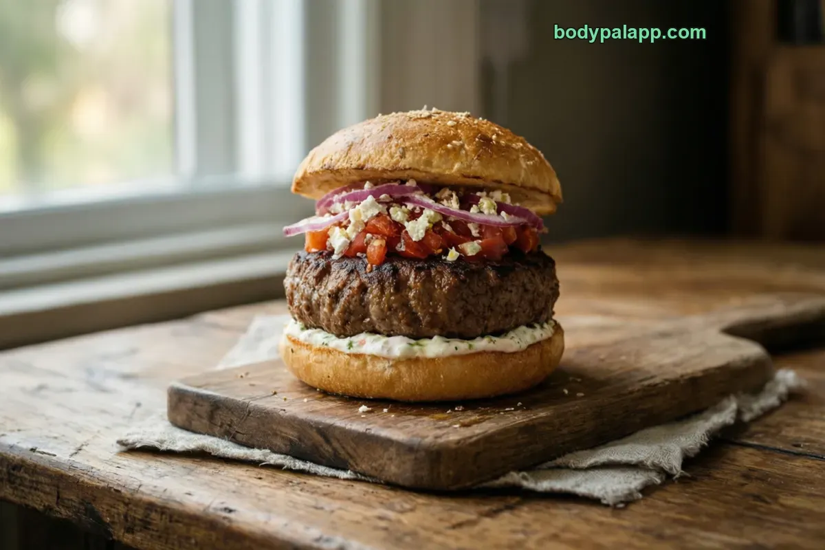 Lamb burger, broiled patty, no bun