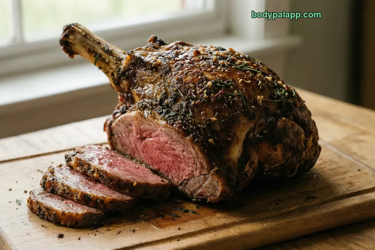 Lamb leg, roasted, lean and fat