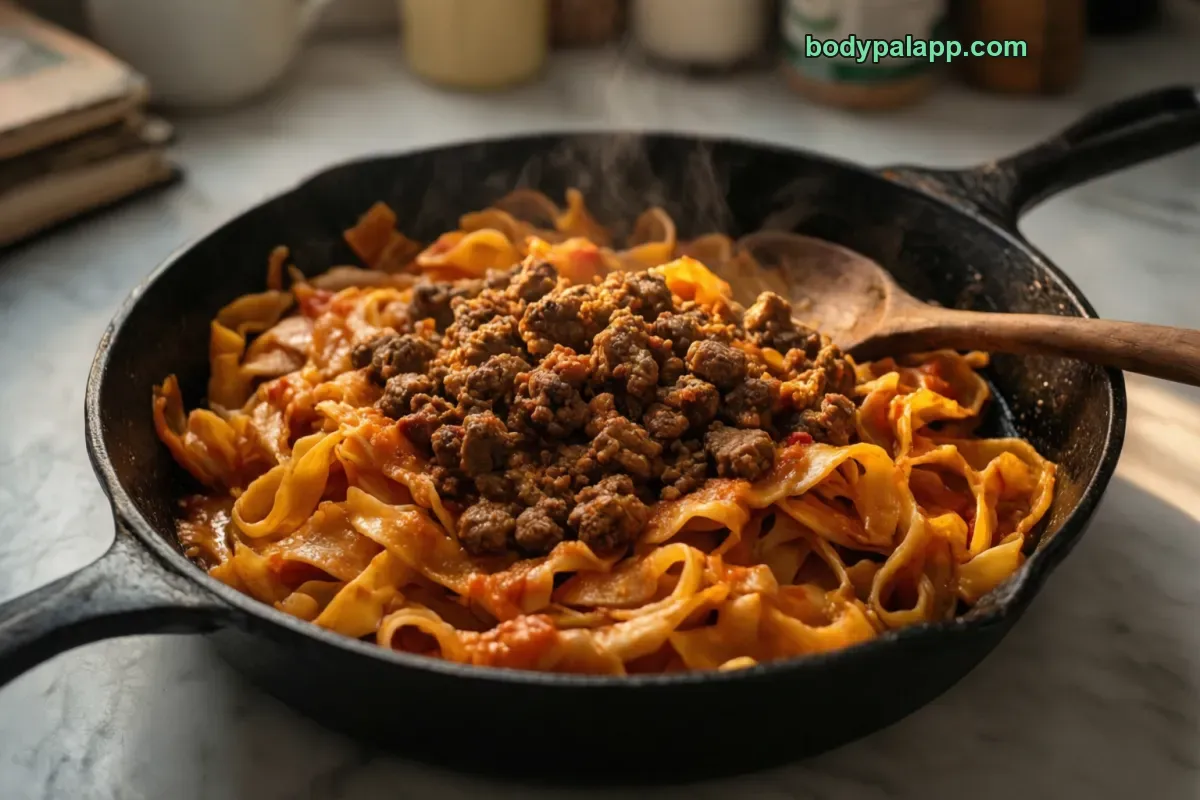 Lasagna hamburger helper, packaged, per label