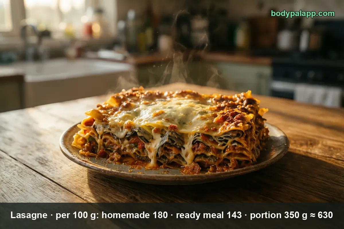 Lasagne - ~630 kcal per portion