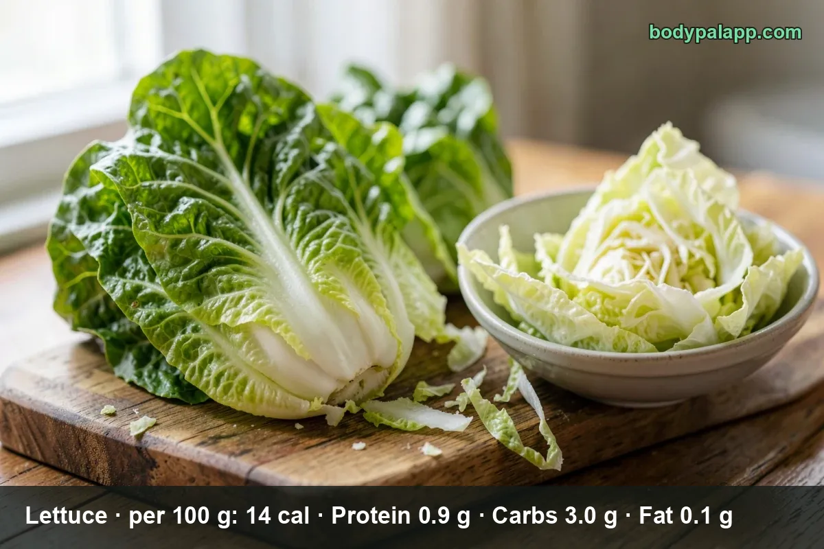 Half a head of lettuce with green and red leaves on a marble counter, sprinkled with crumbs and seasoning