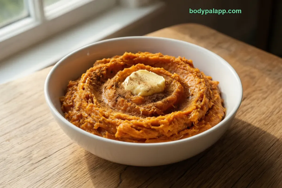 Mashed sweet potato, mashed, home recipe