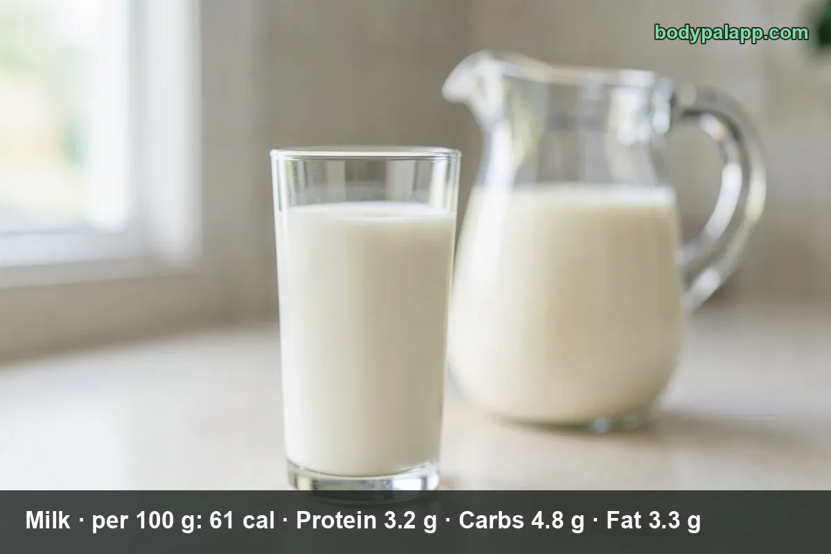 Whole milk in a glass, the hero image for the US calories in milk page