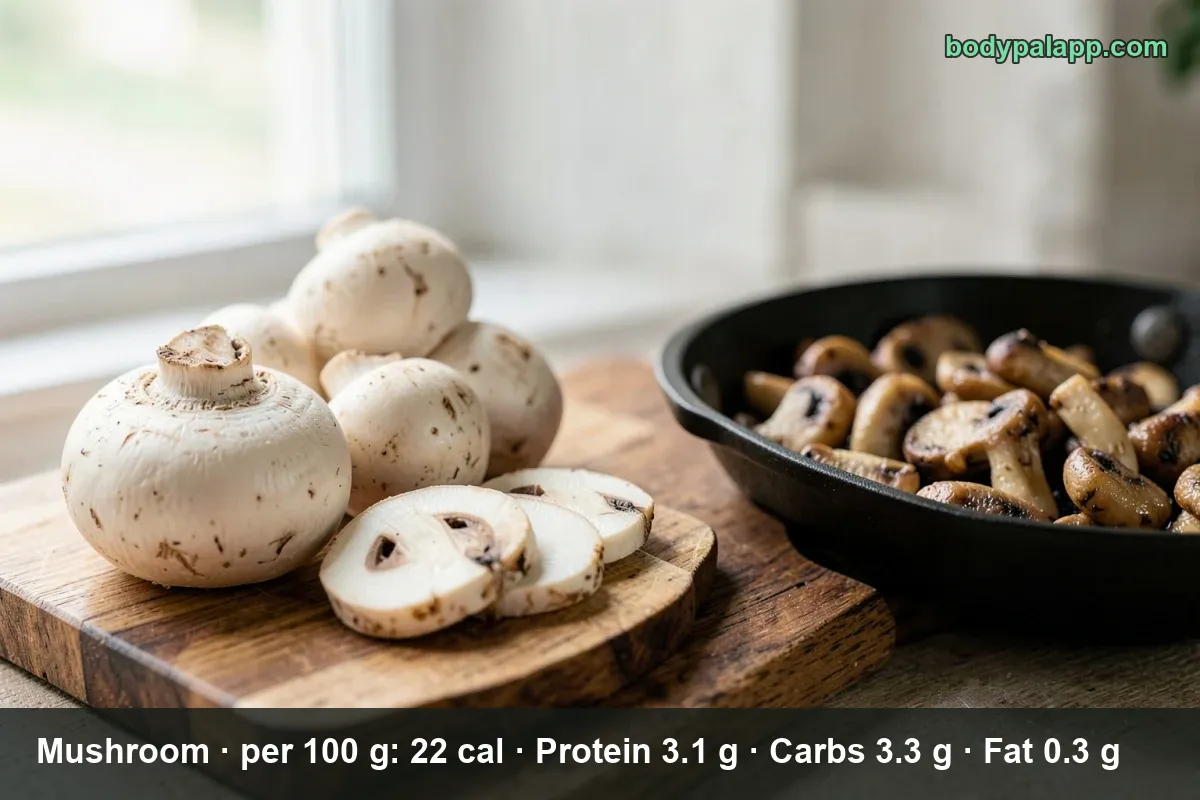 Tall pile of whole and torn sauteed mushrooms on a marble board