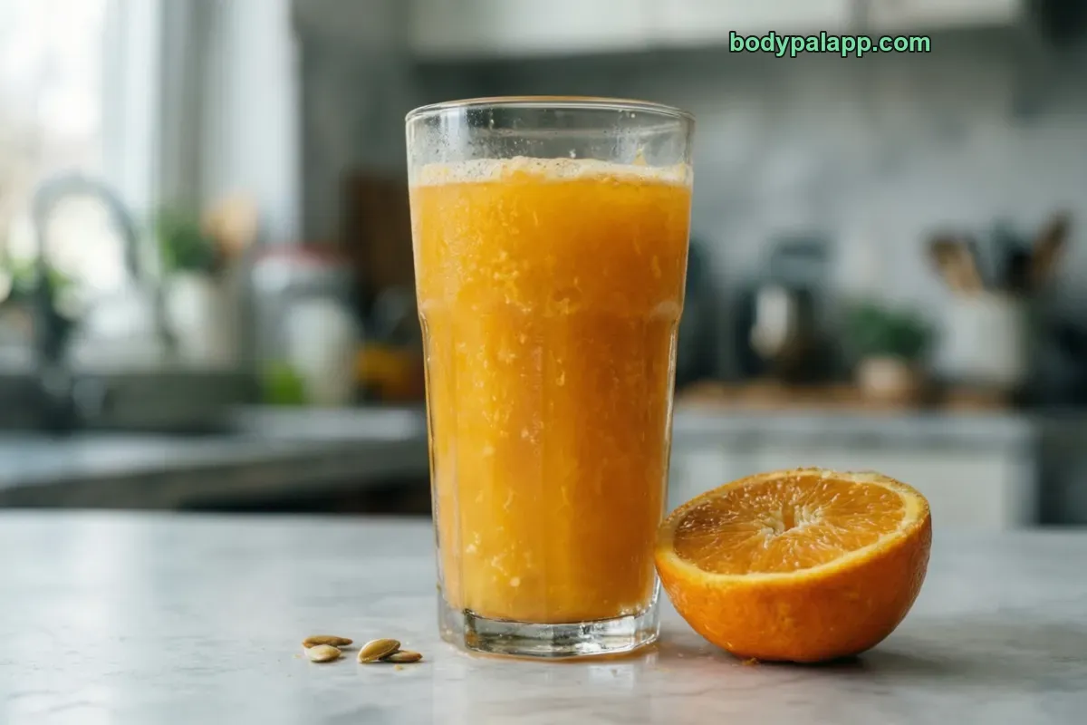 Fresh orange juice, freshly squeezed, raw