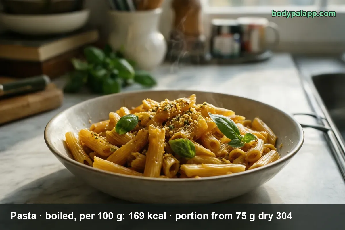 Pasta - 304 kcal per cooked portion