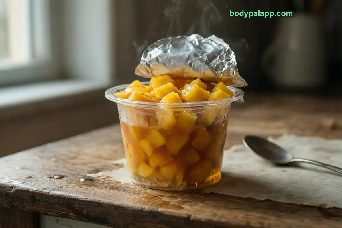Peach fruit cup, canned, packed in juice