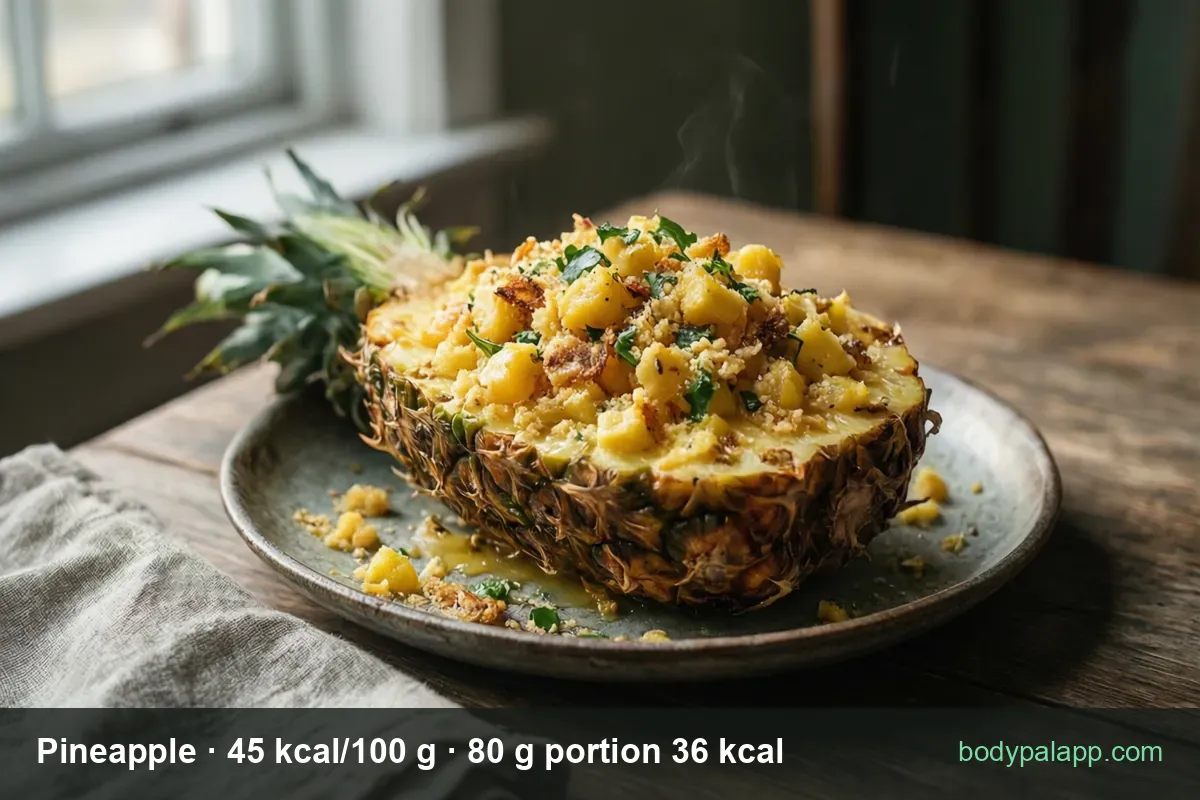 Pineapple - 36 kcal per 80 g portion