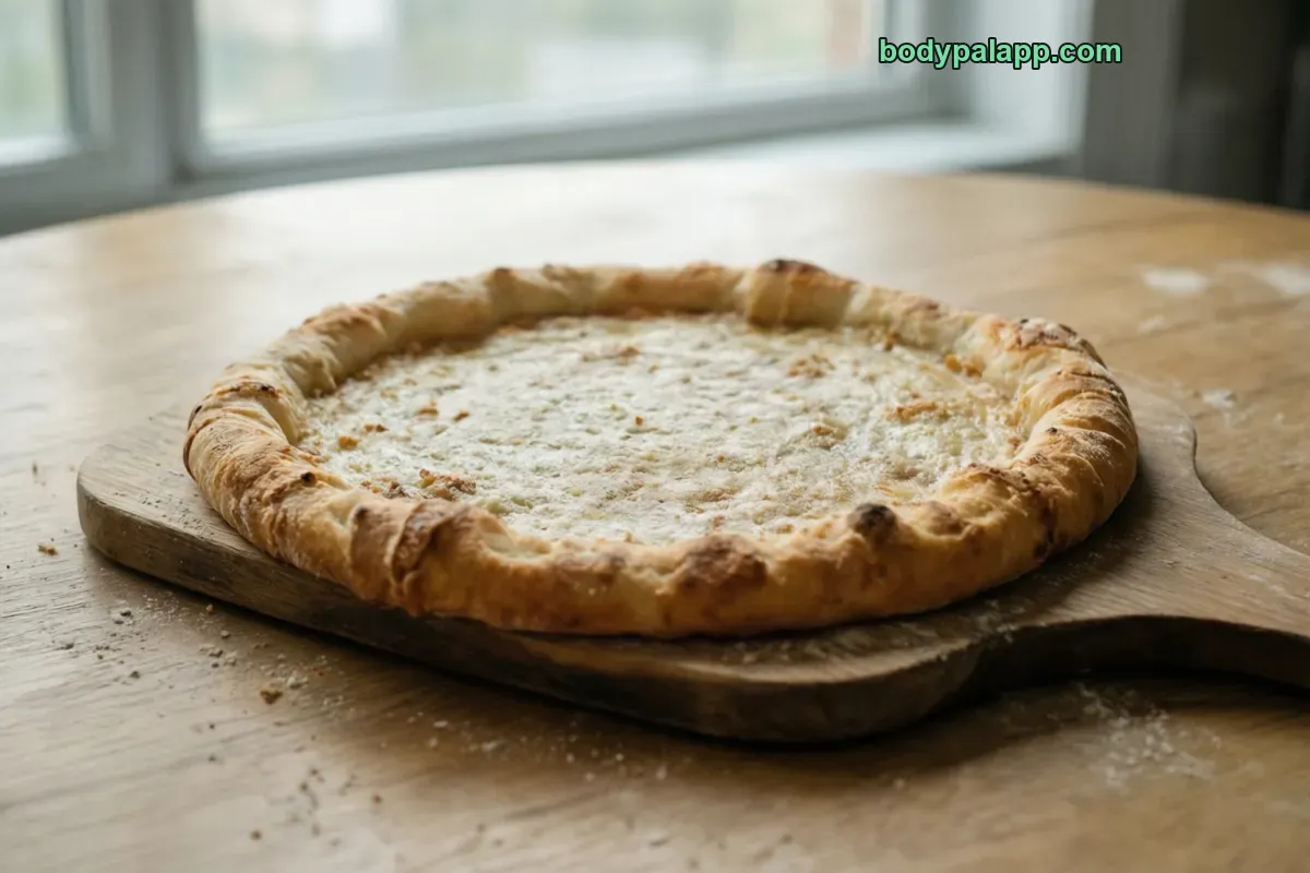 Pizza crust, thick crust, no cheese