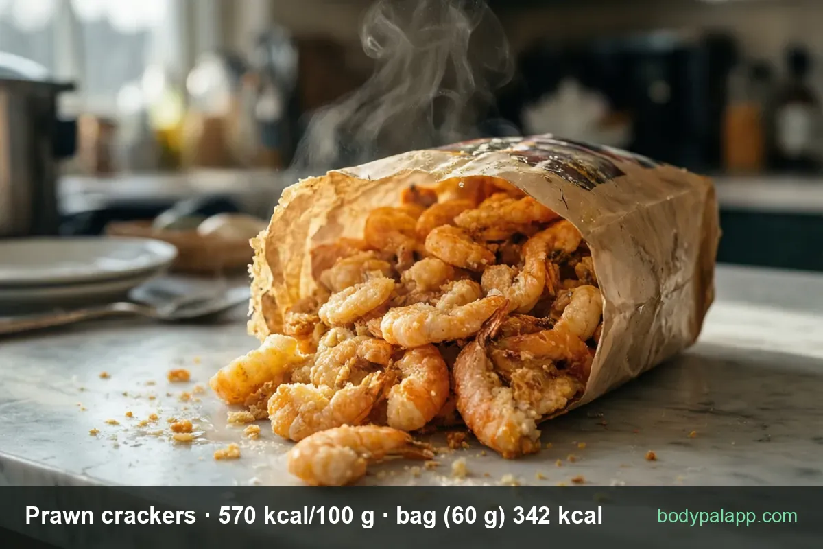 Prawn crackers - 342 kcal a takeaway bag